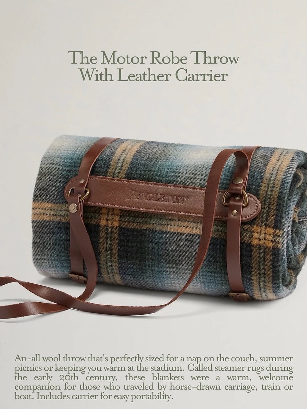 NWT Pendleton Motor Robe Townsend Throw with Leather Carrier